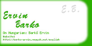 ervin barko business card